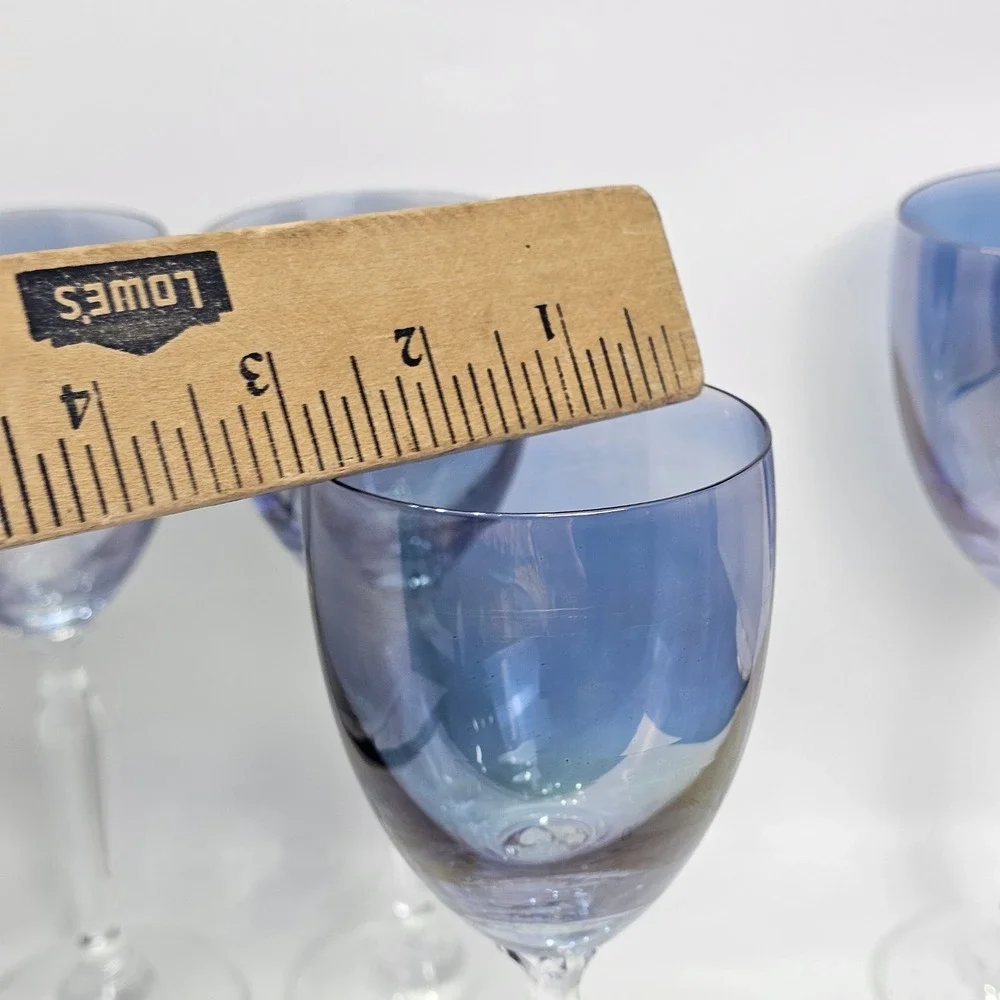 Pier 1 P1C1 Blue Ombre Wine Glasses Set of 4 Hand Blown Stemware 8